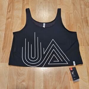 Under Armour Tank Top Womens Size XL Heatgear Printed Cropped Mesh Green Loose